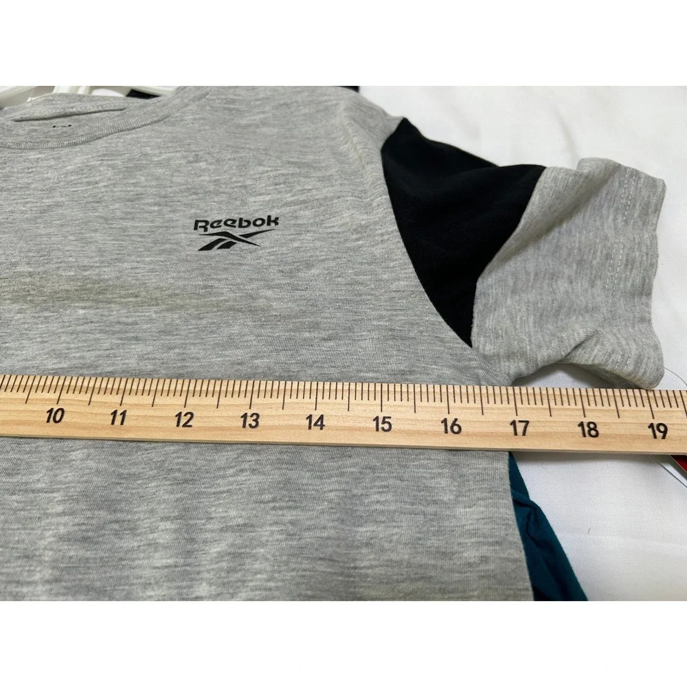 Reebok Kids Boys 3 Piece Set Grey Teal Black Shirts and Jogger Pants Size 12 New